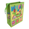 Green cardboard gift bag with "Happy Birthday" applique (18x23x8 cm)