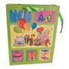 Green cardboard gift bag with "Happy Birthday" applique (18x23x8 cm)