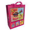 Pink cardboard gift bag with "Happy Birthday" applique (18x23x8 cm)