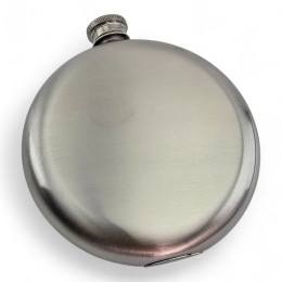 Stainless steel flask, 240 ml, round, silver (12.5 x 11 x 3 cm)