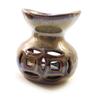 Ceramic aroma lamp "2 coins" brown (9x9x9 cm)