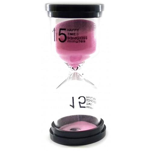 Часы песочные 15 мин розовый песок (10,5х4,5х4,5 см)