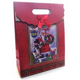 Пакет подарочный картонный "Новогодний" (15х20х6 см)
