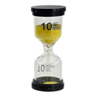Hourglass 10 minutes yellow sand (10.5 x 4.5 x 4.5 cm)