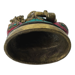 Ganesha bronze turquoise, corals (11x8x6 cm)