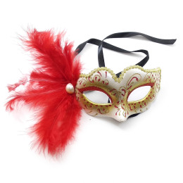 Venetian mask with red feather (20x17x3.5 cm)