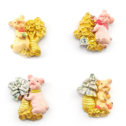 Магніт на холодильник "Свинка з грошовим деревом" (24 шт/уп)(4,5х3х1 см)