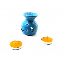 Аромалампа керамическая ,подарочный набор синяя (12,5х8х7,5 см)