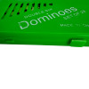 MARKDOWN. Dominoes in a green case (17.5 x 10.5 x 2.5 cm)