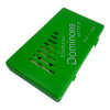 MARKDOWN. Dominoes in a green case (17.5 x 10.5 x 2.5 cm)