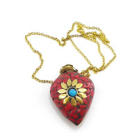 Аромакулон бронзовий із кораловими вставками (5,5х4,5х2 см)