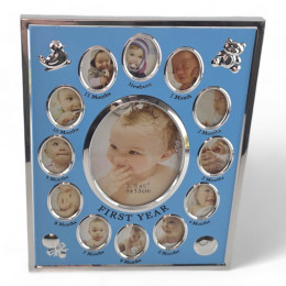 Фоторамка на 13 фото блакитна "Альбом новонародженого" (9х13 см 2х3 см) (23,5 х18, 5х2 см)