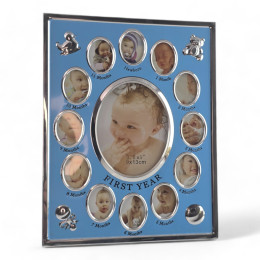 Фоторамка на 13 фото блакитна "Альбом новонародженого" (9х13 см 2х3 см) (23,5 х18, 5х2 см)