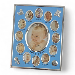 Фоторамка на 13 фото блакитна "Альбом новонародженого" (9х13 см 2х3 см) (23,5 х18, 5х2 см)