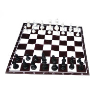 Travel chess in a blister with a soft polymer board (h figures 4.5-9.5 cm, d-3.5 cm)