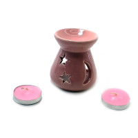 Аромалампа керамічна, подарунковий набір фіолетовий (12,5х8х7см)