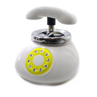 Ashtray with lid ceramic "Phone" white (12.5x11.5x13 cm)