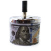 Ashtray with lid metal "$100" (d-9.5 cm h-11.5 cm) cm)