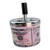 Metal ashtray with lid "$50" (D-9.5 cm H-12 cm)