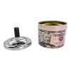 Metal ashtray with lid "$50" (D-9.5 cm H-12 cm)