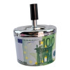 Metal ashtray with lid "100 Euro" (D-9.5 cm H-12 cm)