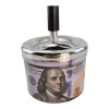 Пепельница с крышкой металлическая "100$" (d-9.5 см h-12 см)
