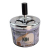 Пепельница с крышкой металлическая "100$" (d-9.5 см h-12 см)