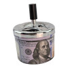 Пепельница с крышкой металлическая "100$" (d-9.5 см h-12 см)