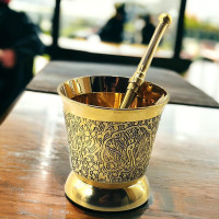 Bronze mortar and pestle (d-7.5 h-7.5 cm) (246 g.)