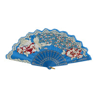 Fan "Peacocks" blue (23 cm)