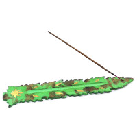 Подставка под благовония "Лист" зеленая  (26х4х0,5 см)