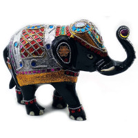 Aluminum elephant with black inlay (25x18x9,5 cm)