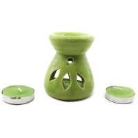 Ceramic aroma lamp, green gift set (12.5x8x7cm)