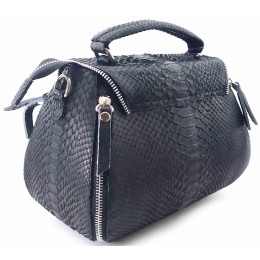 Python leather handbag (27x19x15 cm) black
