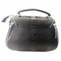 Python leather handbag (27x19x15 cm) black