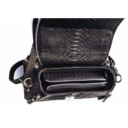 Python leather handbag (27x19x15 cm) black