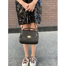 Python leather handbag (27x19x15 cm) black
