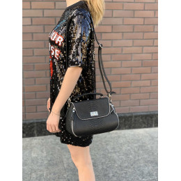 Python leather handbag (27x19x15 cm) black