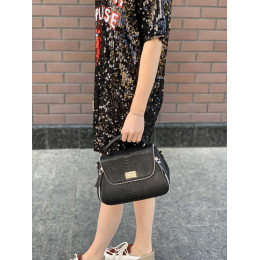 Python leather handbag (27x19x15 cm) black