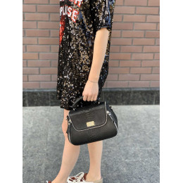 Python leather handbag (27x19x15 cm) black