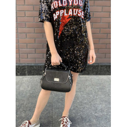 Python leather handbag (27x19x15 cm) black