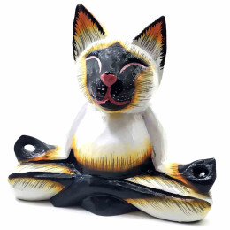 Кіт у позі лотоса дерев'яний (15х15х18 см)