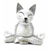 Кіт у позі лотоса дерев'яний білий (15х15х18 см)