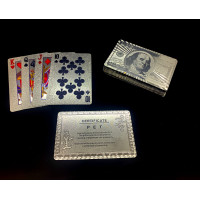 Plastic playing cards "500 dollars" silver (9x6x2 cm)