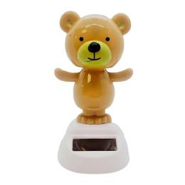 Teddy bear dancing on a solar battery light brown (Flip Flap) (10.5x6x6 cm)