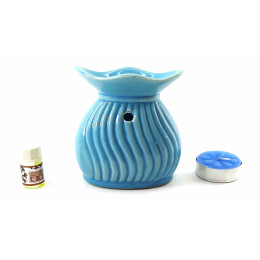 Ceramic aroma lamp blue gift set (15x11x6 cm)