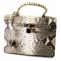 Сумочка зі шкіри пітона із замочком (25х27х11 см) натуральний колір