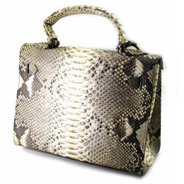 Сумочка зі шкіри пітона із замочком (25х27х11 см) натуральний колір