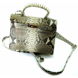 Сумочка зі шкіри пітона із замочком (25х27х11 см) натуральний колір