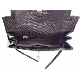 Python leather handbag with lock (22x24x9 cm) black